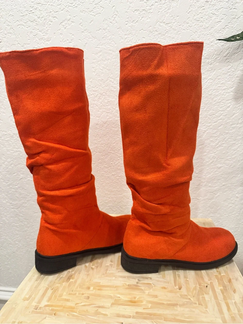 Women's Orange Suede Knee-High Boots